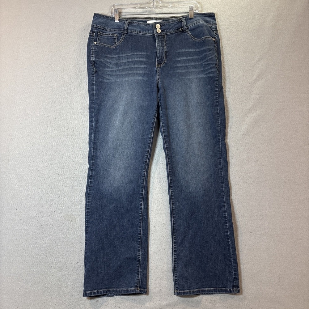 Angels Forever Young Curvy Bootcut 16W Blue Stretch Denim Jean Flap Pocket